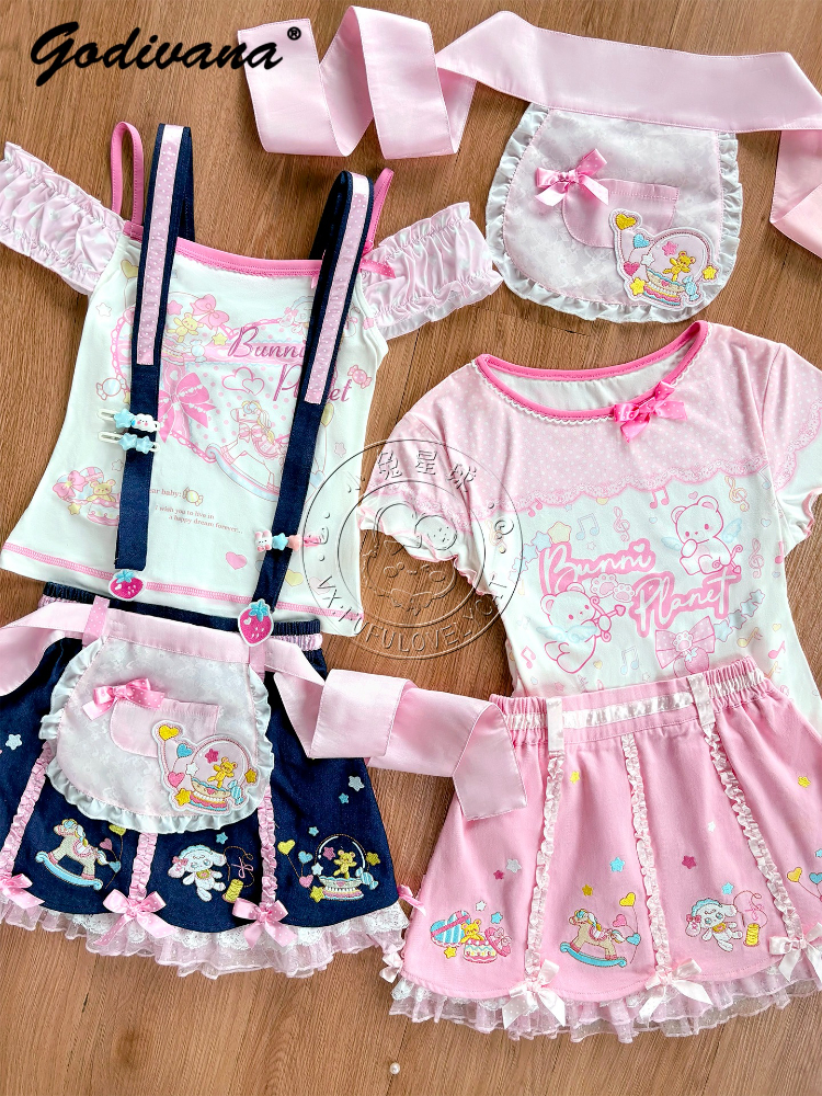 Summer Clothing Women Sale - Lolita Daughters Clothes Cute Printed Strapless