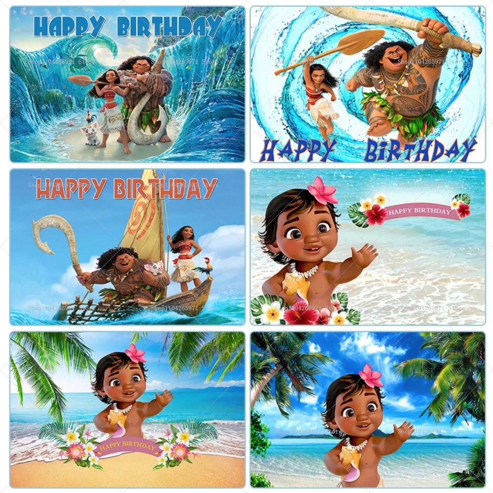 Summer Clothing Baby Girl - Baby Moana Theme Summer Birthday Backdrop