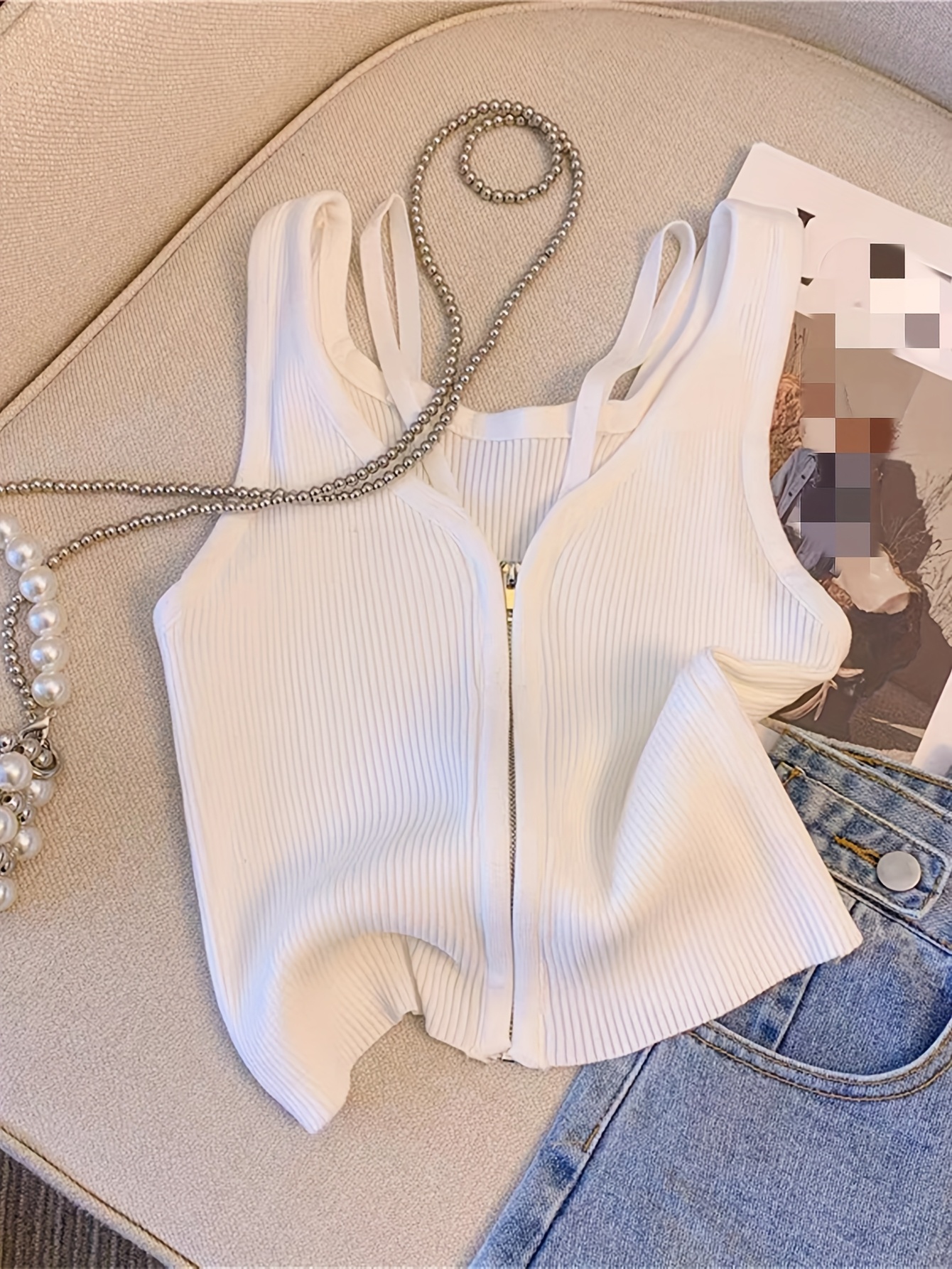 New Elegant White Ribbed Knit  - Summer Clothing Staples recensione e prezzo