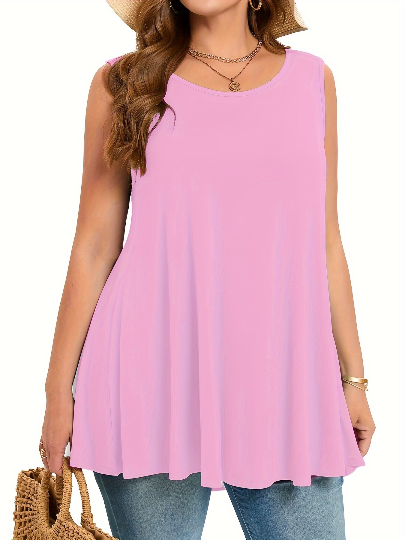 Plus Size Simple Solid Tank To - Summer Clothing Plus Size Women recensione e prezzo