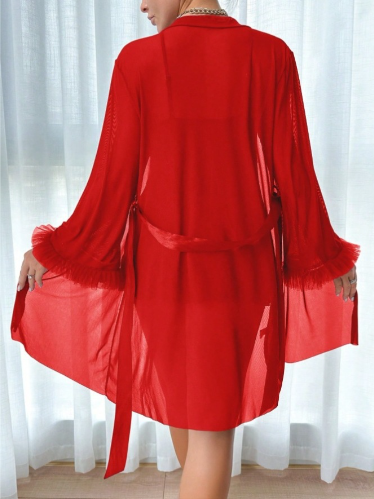 Women 3 Piece Red Sexy Lace Ro - Summer Alt Clothing recensione e prezzo